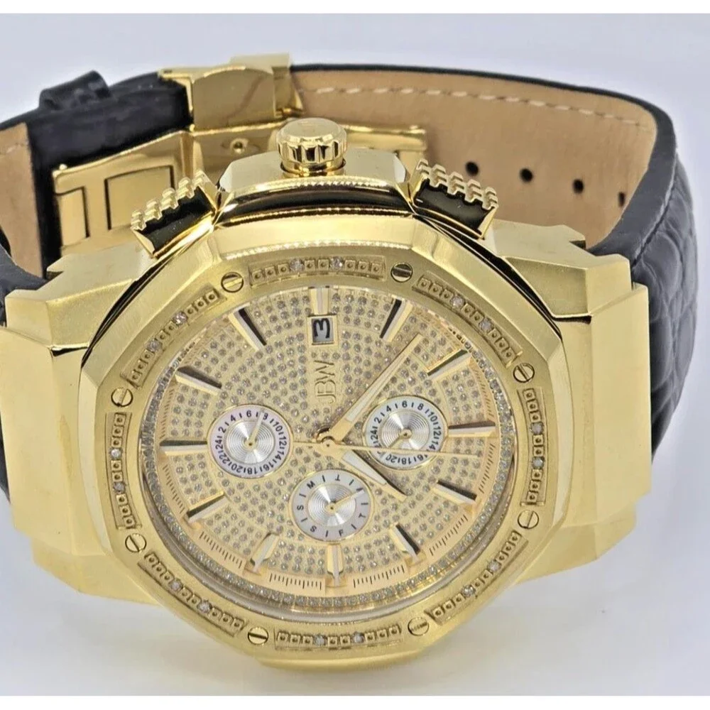JBW Men's 10-Year Anniversary Gold-Tone Diamond Chronograph Watch